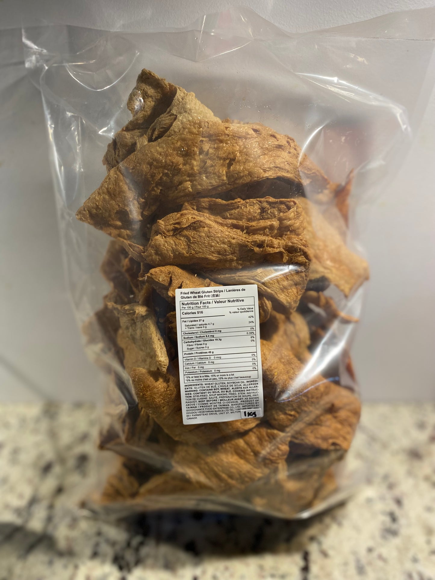 Fried Wheat Gluten (Seitan) Strips (Vegan) ”芳“皮絲 (全素)